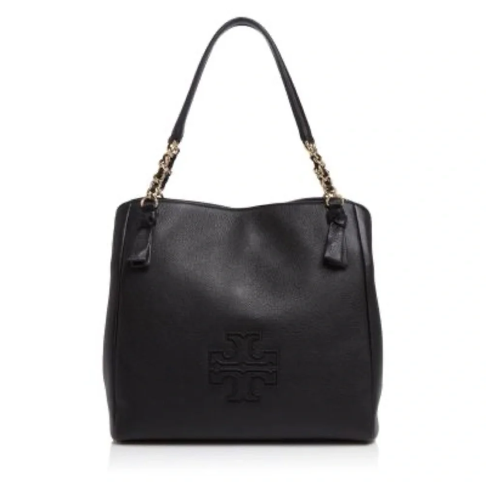 Tory Burch • Leather Harper Tote Shoulder Bag in Black - Picture 14 of 15